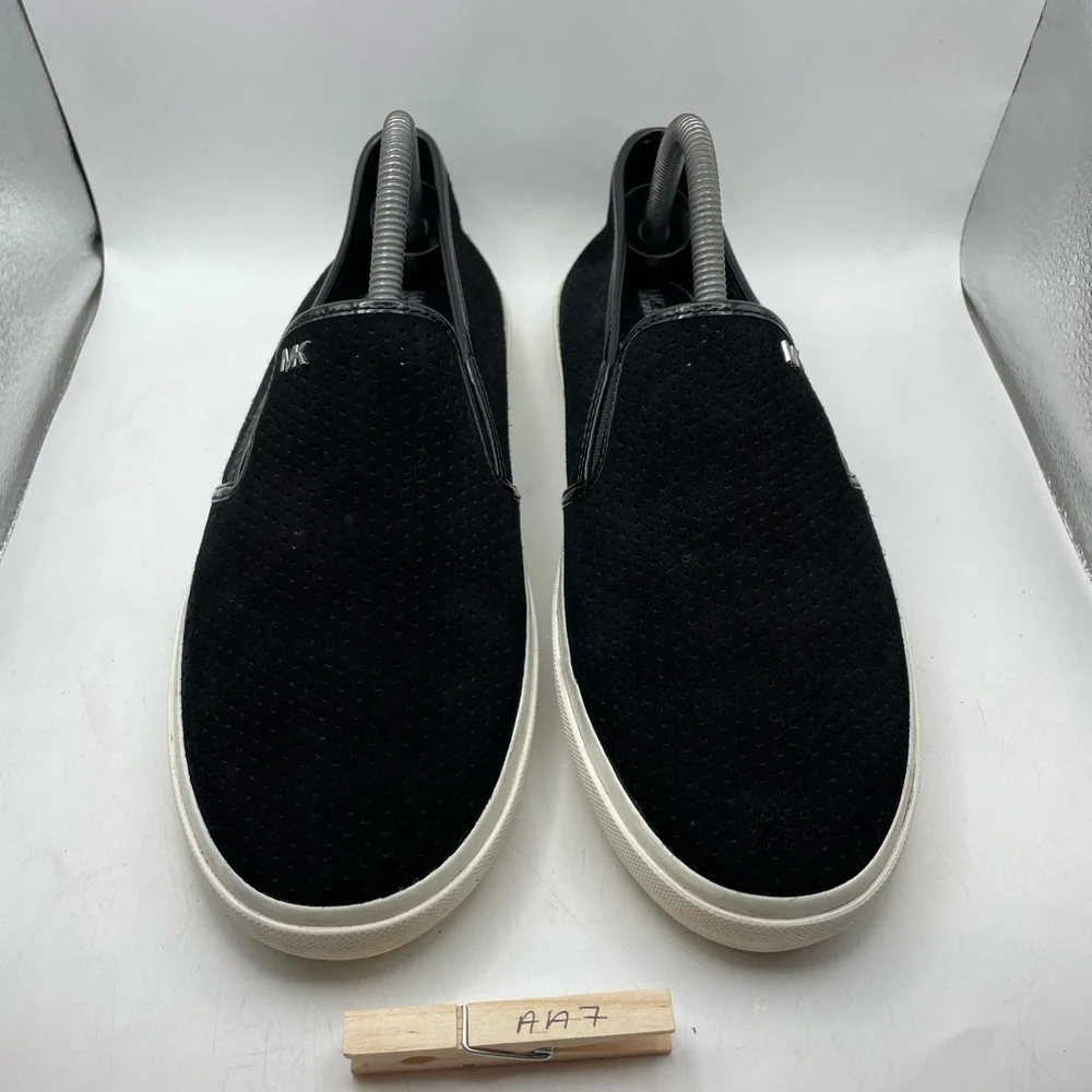 Michael Kors black perforated suede loafers size 9.5